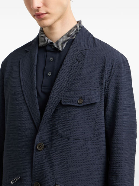 Emporio Armani Single-breasted nylon seersucker blazer