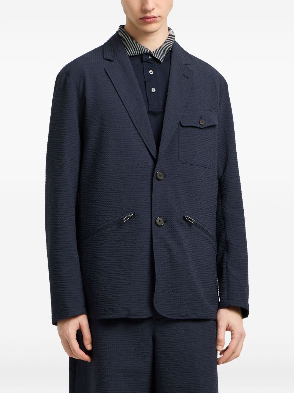 Emporio Armani Single-breasted nylon seersucker blazer