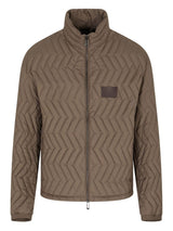 Emporio Armani Full-zip down jacket in chevron matelassé ripstop nylon