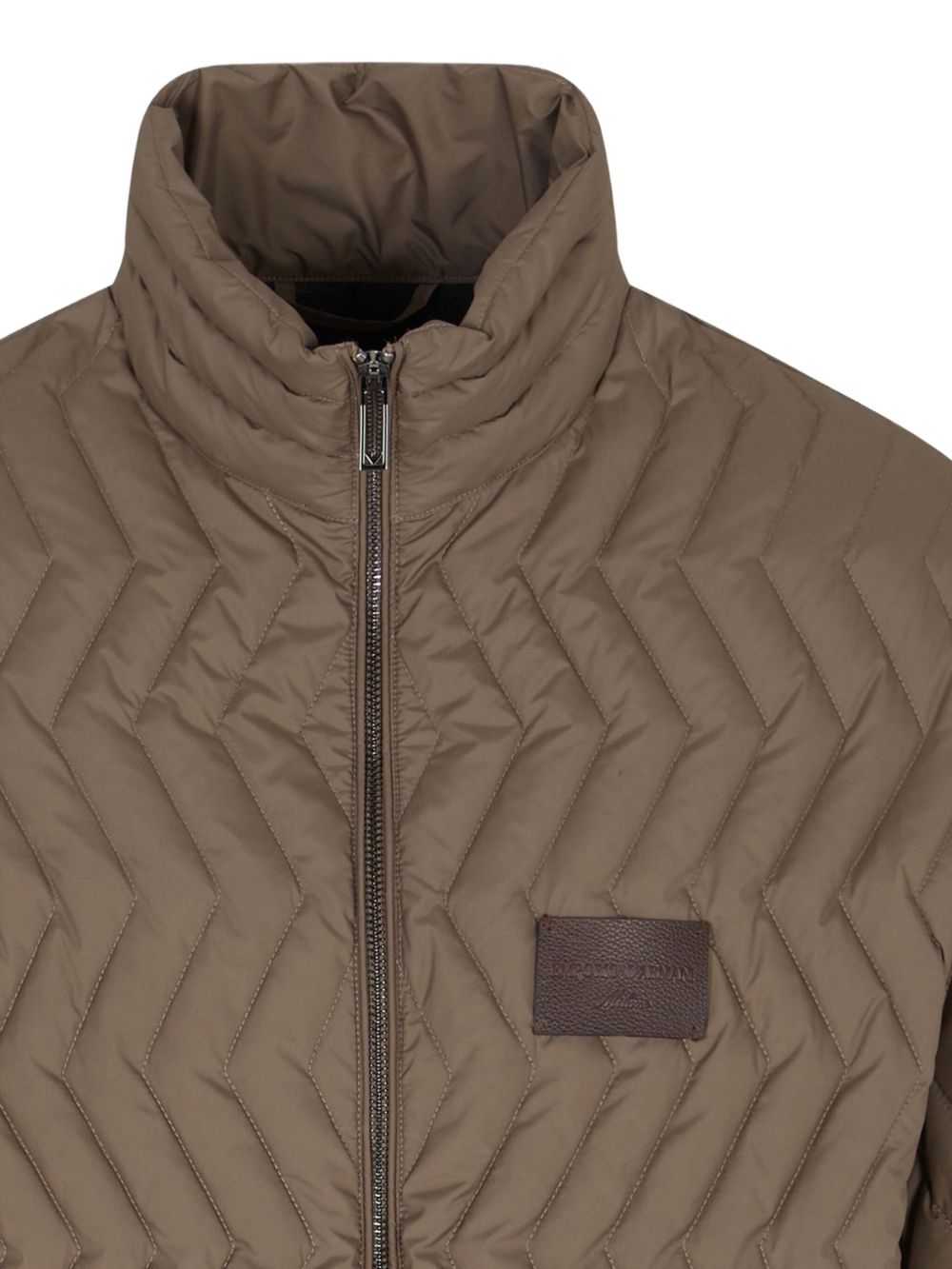 Emporio Armani Full-zip down jacket in chevron matelassé ripstop nylon