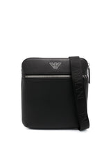 Emporio Armani Flat shoulder bag in regenerated saffiano leather with ASV eagle plaque