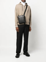 Emporio Armani Flat shoulder bag in regenerated saffiano leather with ASV eagle plaque