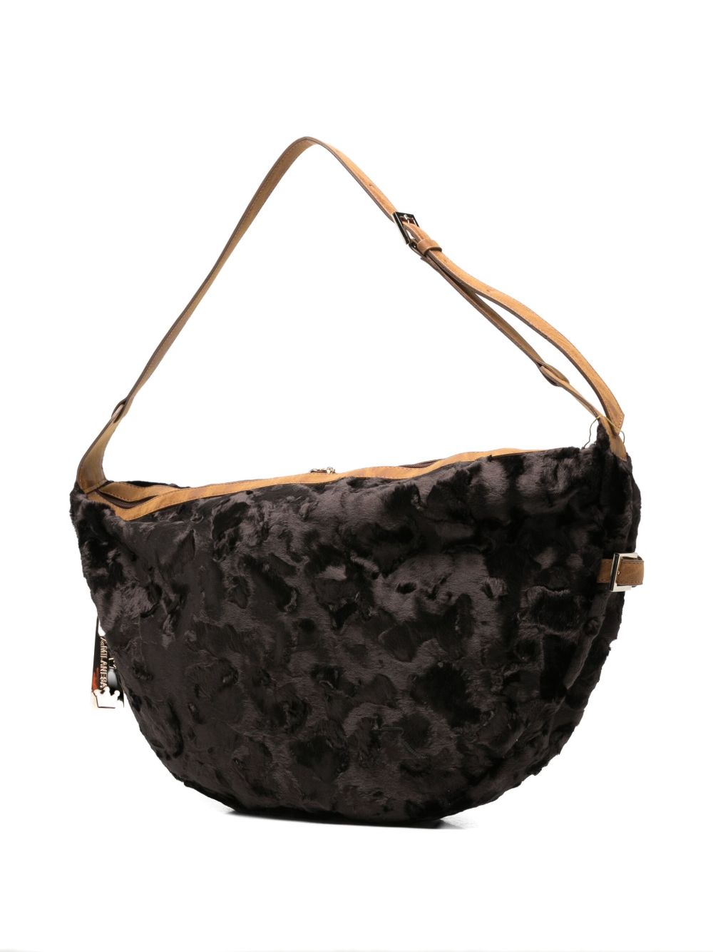 La Milanesa Fur-effect half-moon shoulder bag