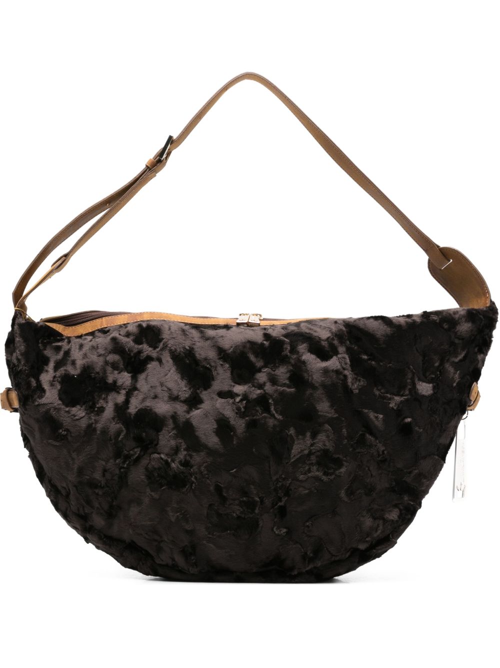 La Milanesa Fur-effect half-moon shoulder bag