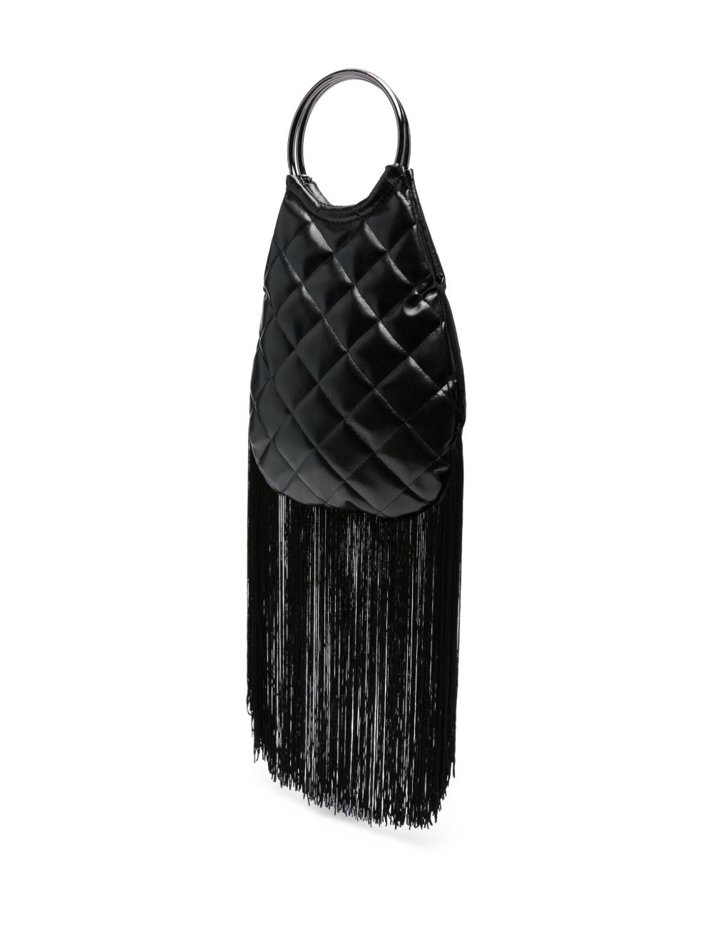 La Milanesa Quilted fringed-bottom clutch