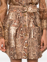Zimmermann Snakeskin-effect belted skirt