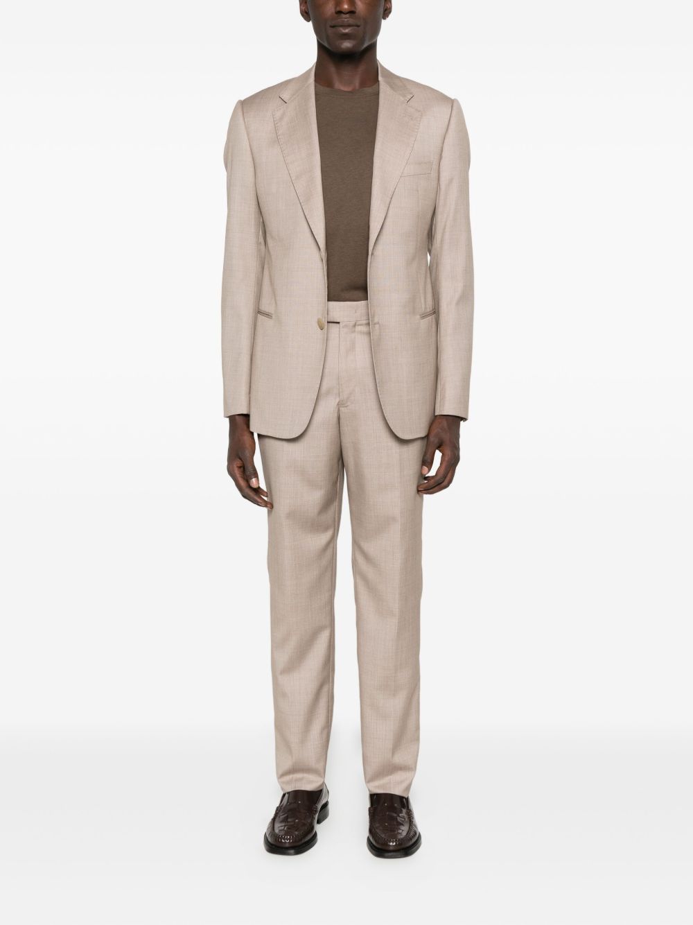 Emporio Armani Single-breasted suit with micro jacquard made of a wool and silk blend