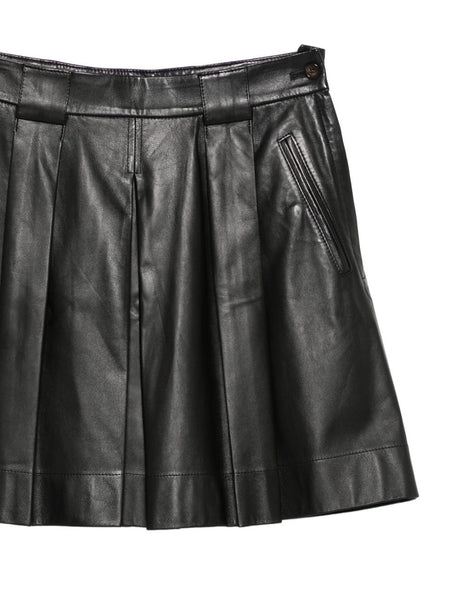 Emporio Armani Pleated leather mini skirt
