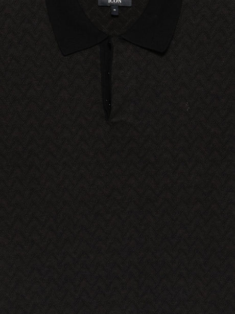 Emporio Armani Icon chevron jacquard polo neck sweater