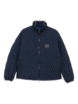 Emporio Armani Full-zip down jacket in chevron quilted ripstop nylon
