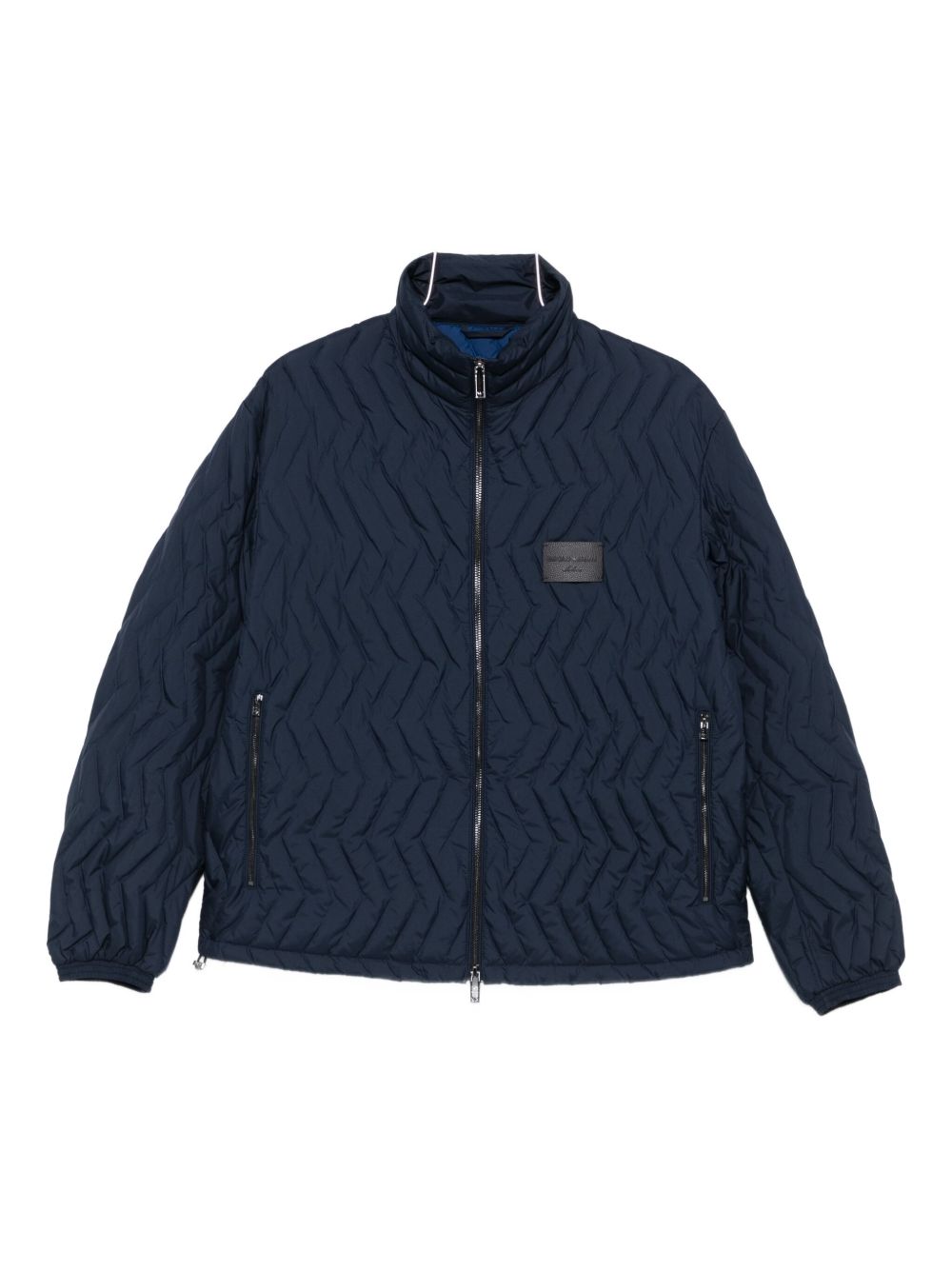 Emporio Armani Full-zip down jacket in chevron quilted ripstop nylon