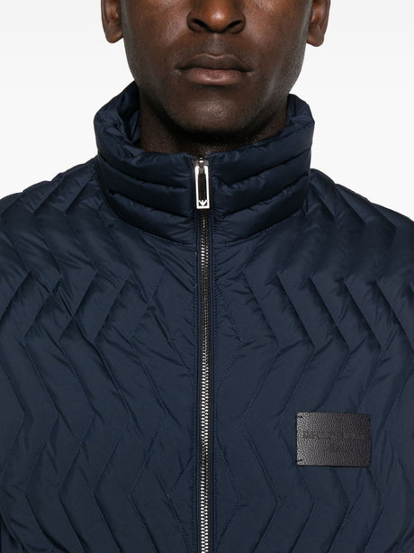 Emporio Armani Full-zip down jacket in chevron quilted ripstop nylon