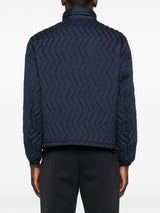 Emporio Armani Full-zip down jacket in chevron quilted ripstop nylon