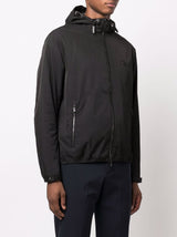Emporio Armani Water-repellent nylon blouson with hood and logo patch