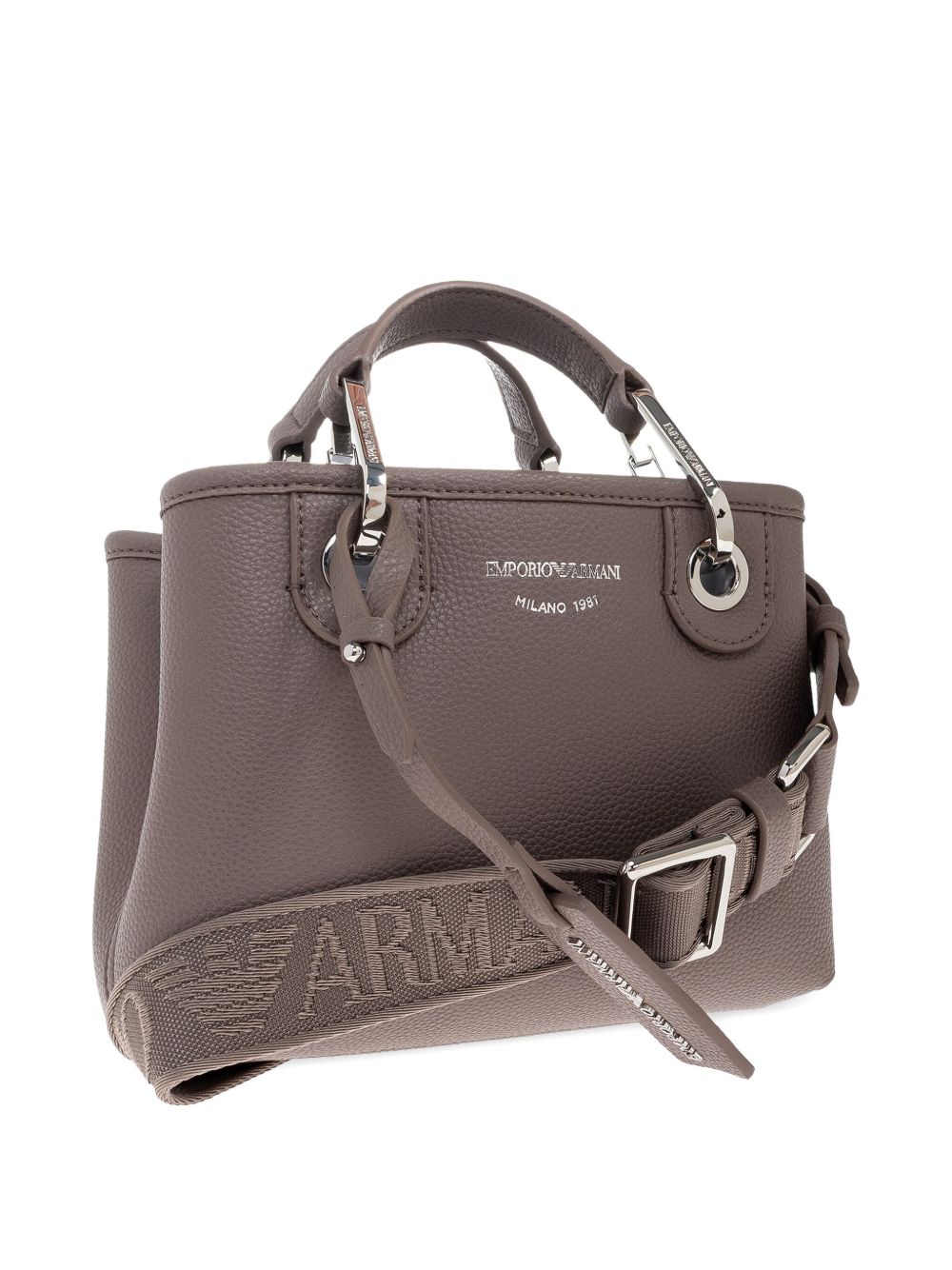 Emporio Armani Small logo-plaque top-handle tote bag