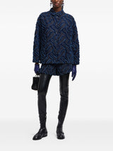 Emporio Armani Fringed embossed jacquard denim shorts