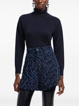 Emporio Armani Fringed embossed jacquard denim shorts