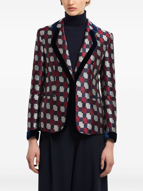 Emporio Armani Geometric jacquard blazer with velvet details
