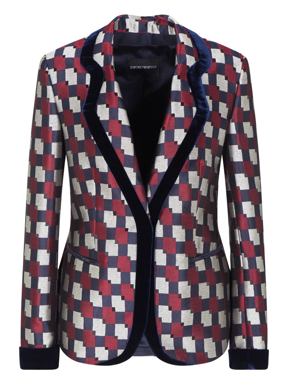 Emporio Armani Geometric jacquard blazer with velvet details