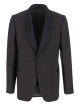 Emporio Armani Single-breasted jacket in fresh combed virgin wool with satin shawl lapels