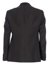 Emporio Armani Single-breasted jacket in fresh combed virgin wool with satin shawl lapels