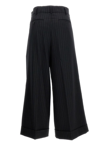 Comme Des Garcons Pinstripe cuffed trousers