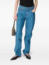 Marine Serre Moon Laser Blue Wash Denim Straight Jeans