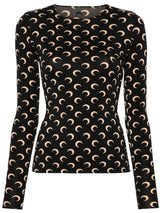 Marine Serre Recycled Moon Jersey SS Highneck Top