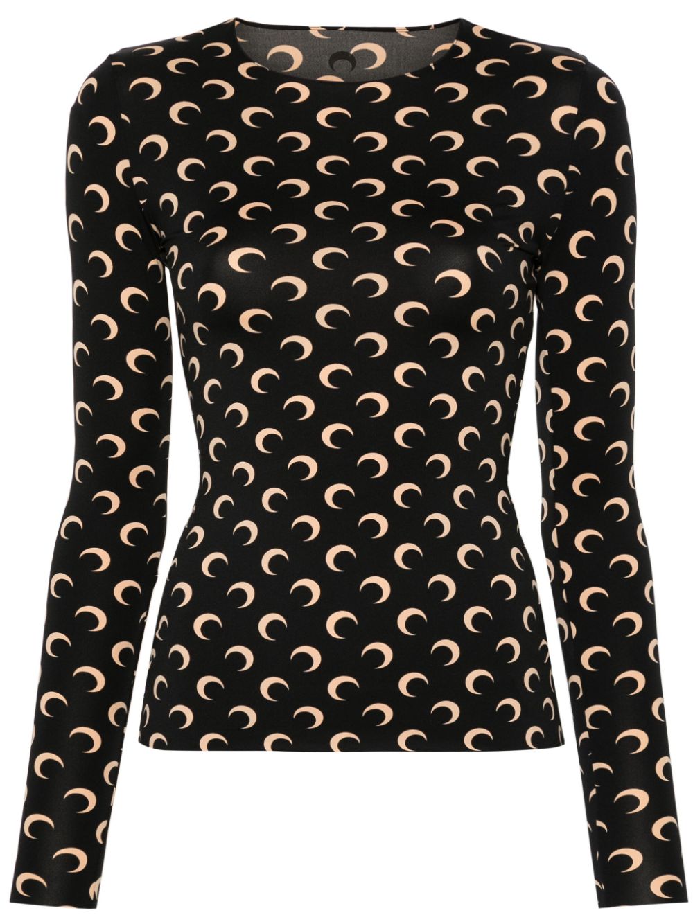 Marine Serre Recycled Moon Jersey SS Highneck Top