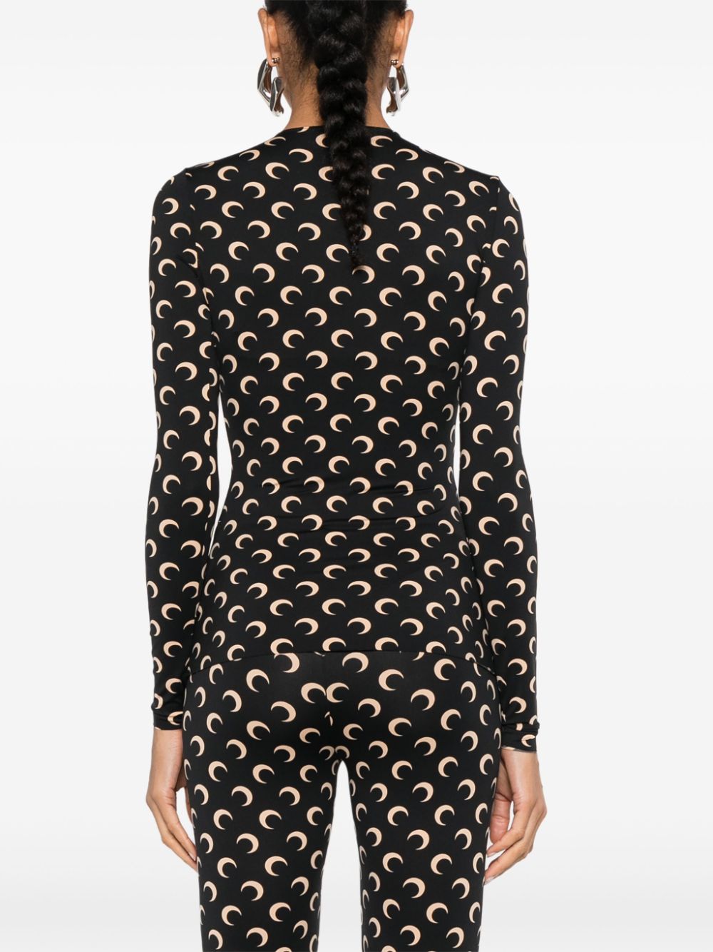 Marine Serre Recycled Moon Jersey SS Highneck Top