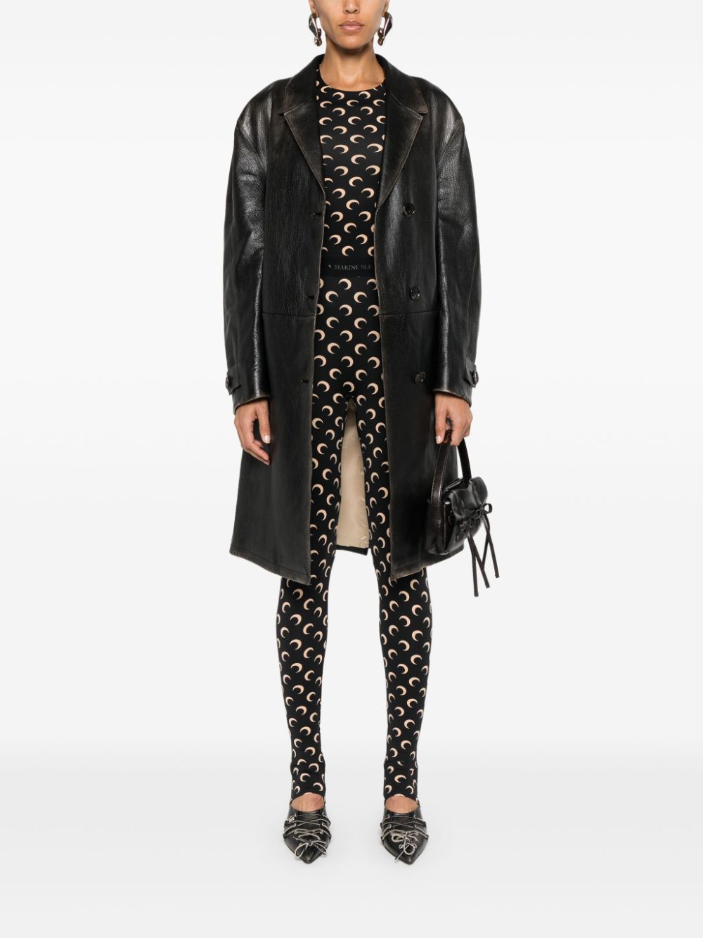 Marine Serre Recycled Moon Jersey SS Highneck Top