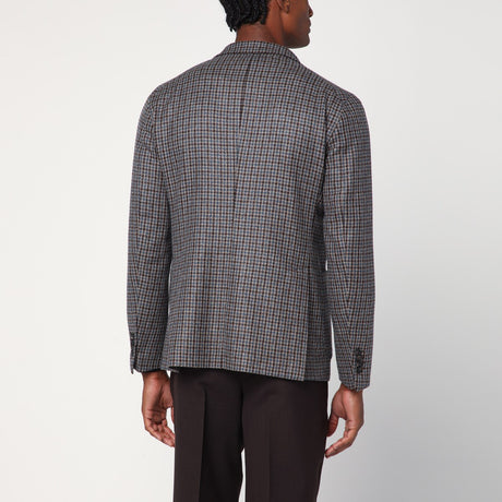 Tagliatore Beige/light blue patterned single-breasted jacket