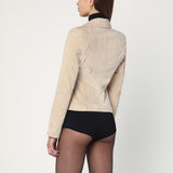 Sword 6644 Beige biker jacket in suede leather