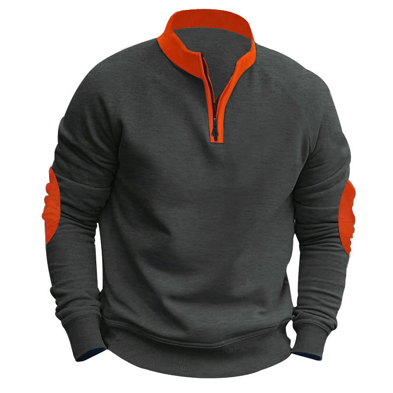 Stand Collar Pullover Half Zip Long Sleeve Coat
