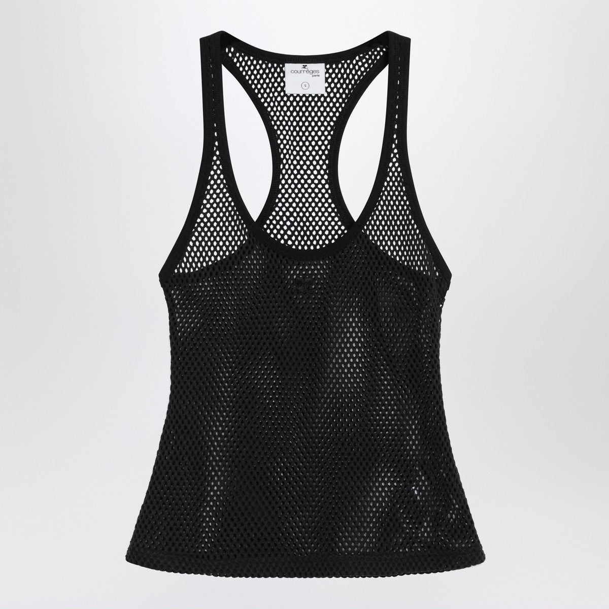Courreges Courrèges Black mesh tank top in cotton