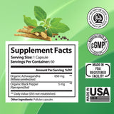 Ashwagandha Supplements Capsules Vegan Stress Relief Immune Support Supplement Balanced Energy Levels And Mood Organic