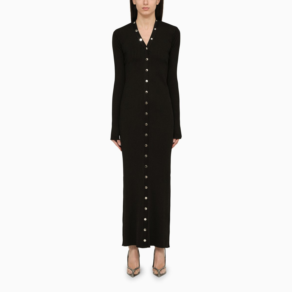 The Attico Black viscose long cardigan