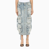 The Attico Blue denim cargo midi skirt