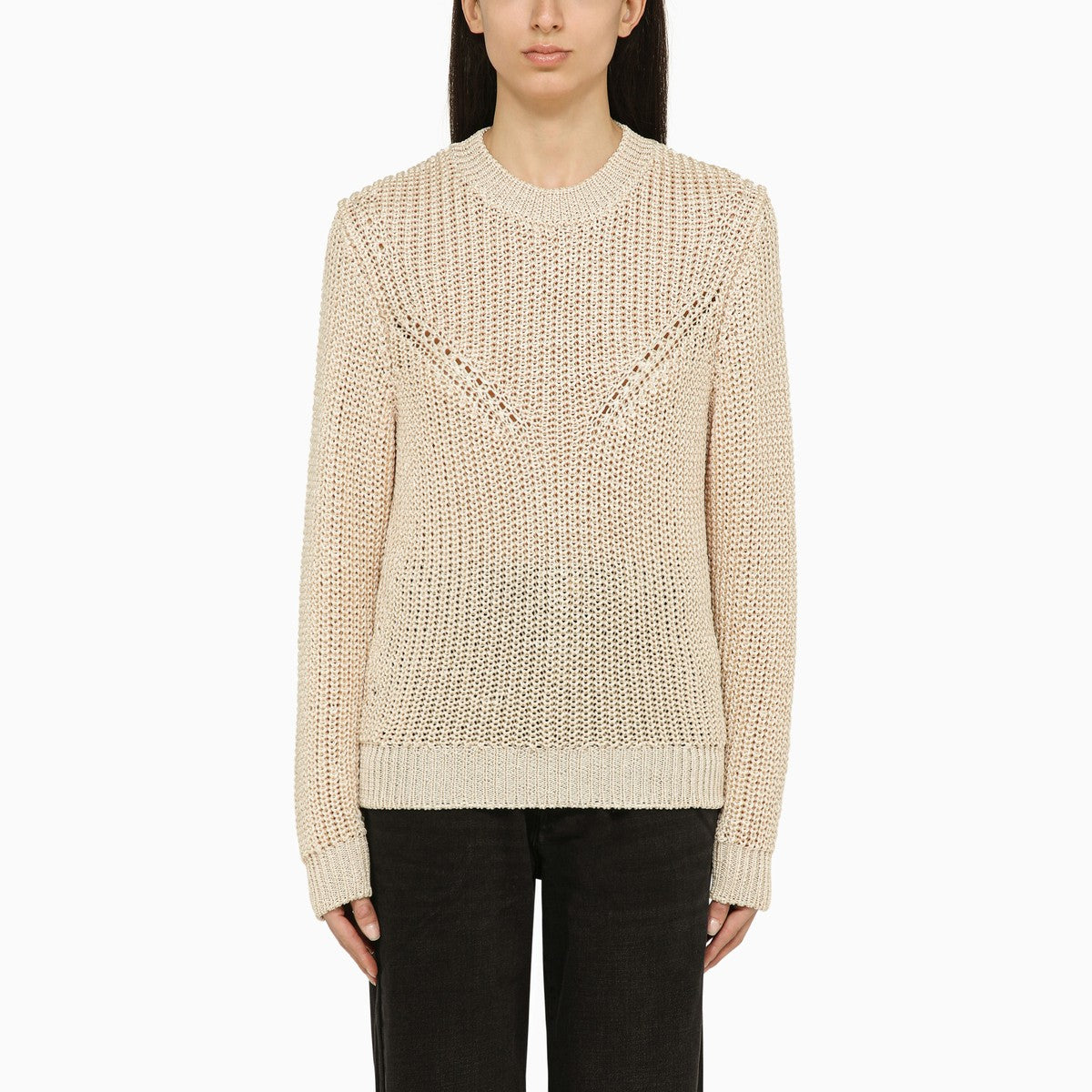 ISABEL MARANT Recycled polyester ecru crew-neck jumper