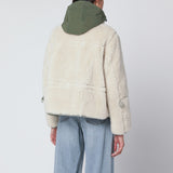 Sacai Ecru/khaki green two-tone jacket