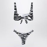 The Attico Two-piece zebra bikini in black/white