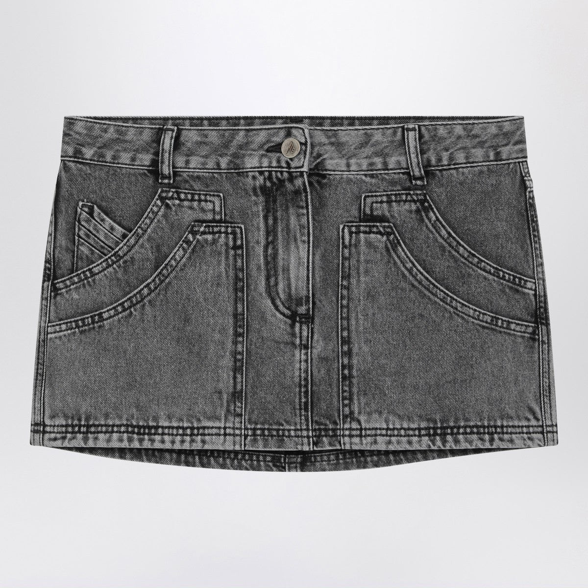 The Attico Black denim mini skirt