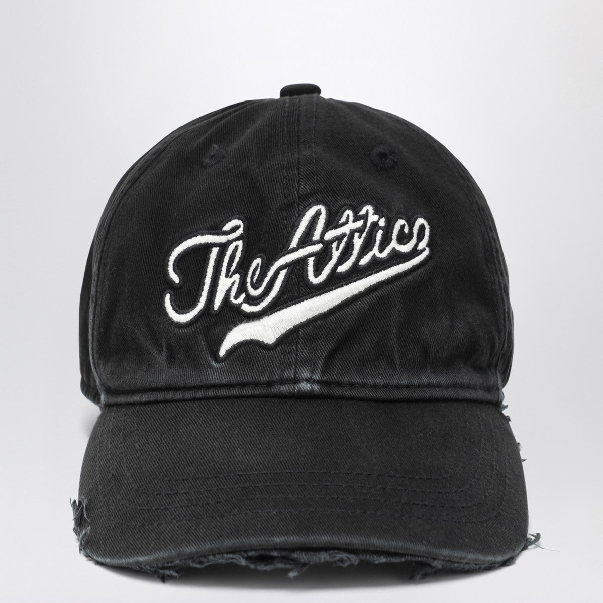 The Attico Vintage-effect black baseball cap