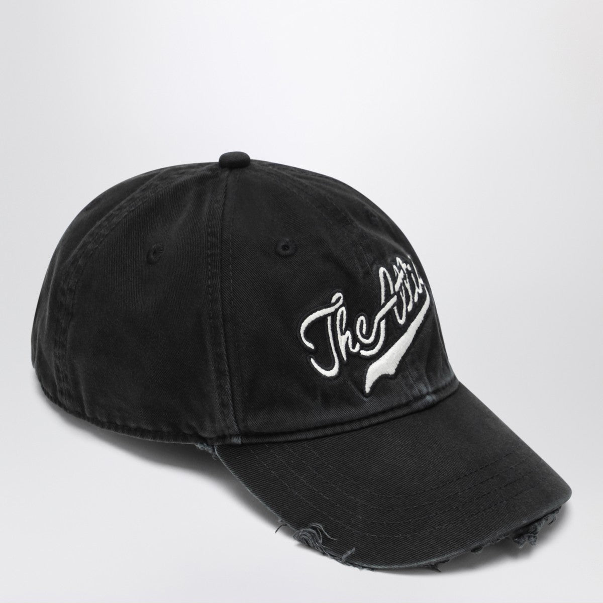 The Attico Vintage-effect black baseball cap