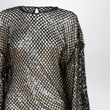 The Attico Black mesh mini dress with sequins