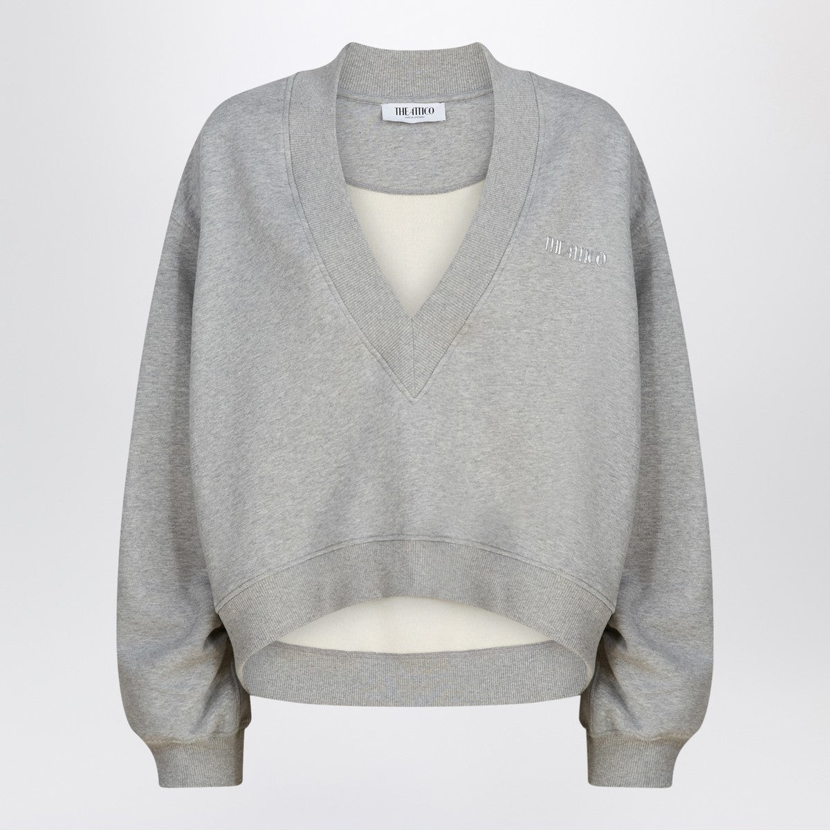 The Attico Grey mélange cotton sweatshirt with logo
