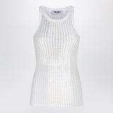 The Attico White tank top with rhinestones