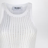 The Attico White tank top with rhinestones
