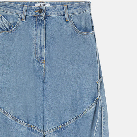 The Attico Wide light blue jeans with ribbons