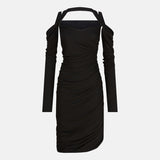 The Attico Black midi dress in viscose crêpe
